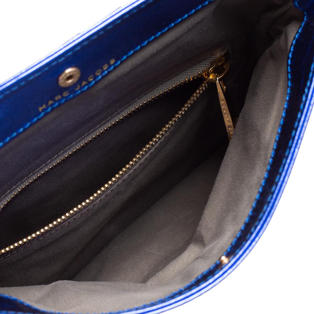 Marc Jacobs Metallic Blue Crinkled Patent Leather Fergie Clutch 3