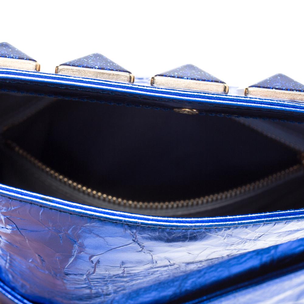 Marc Jacobs Metallic Blue Crinkled Patent Leather Fergie Clutch 4