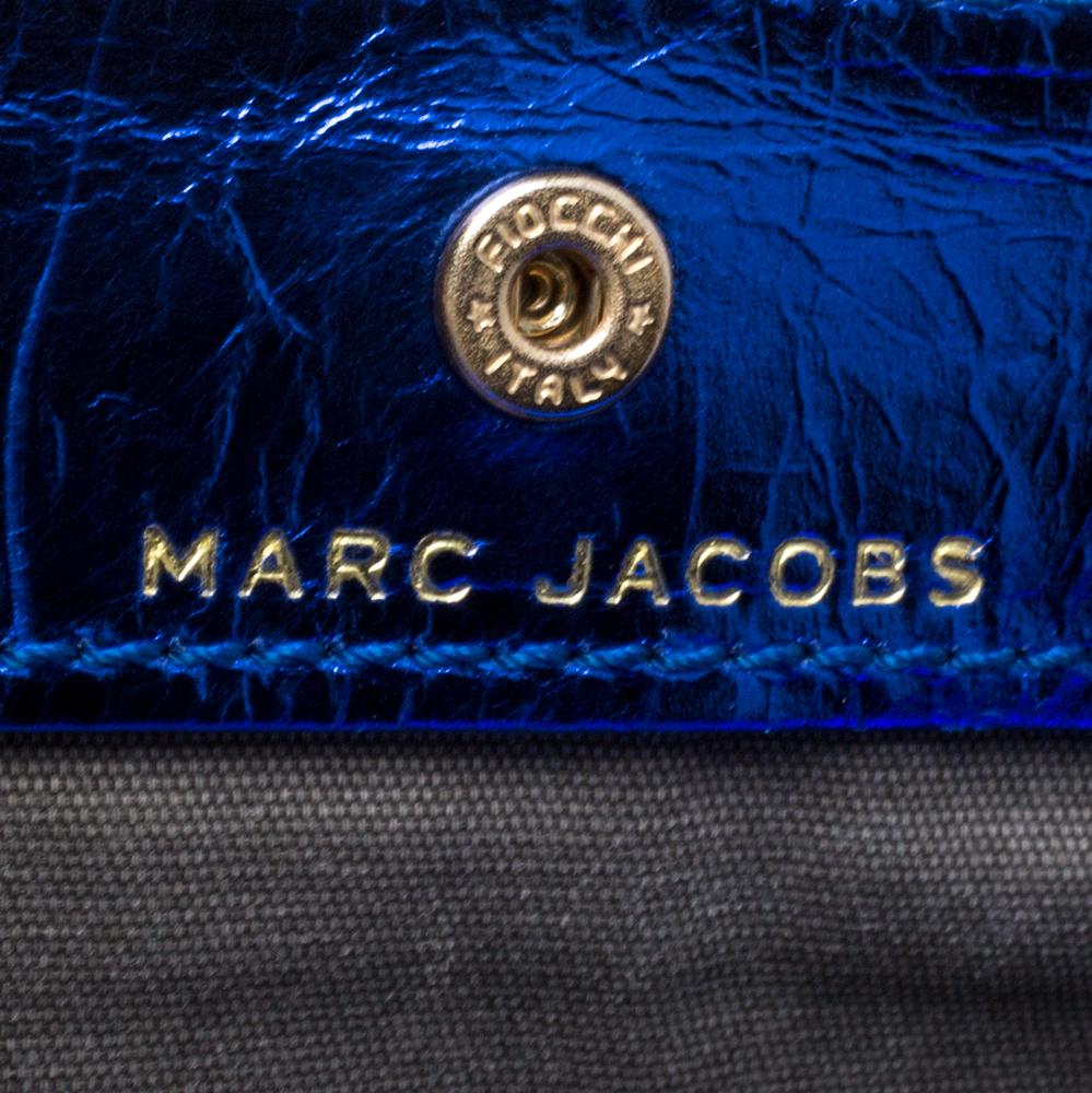 Marc Jacobs Metallic Blue Crinkled Patent Leather Fergie Clutch 5