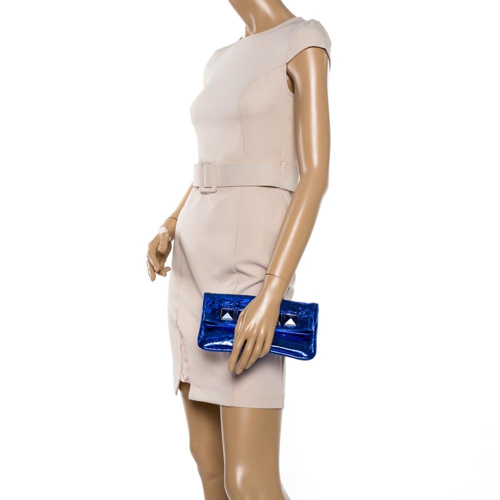 metallic blue clutch