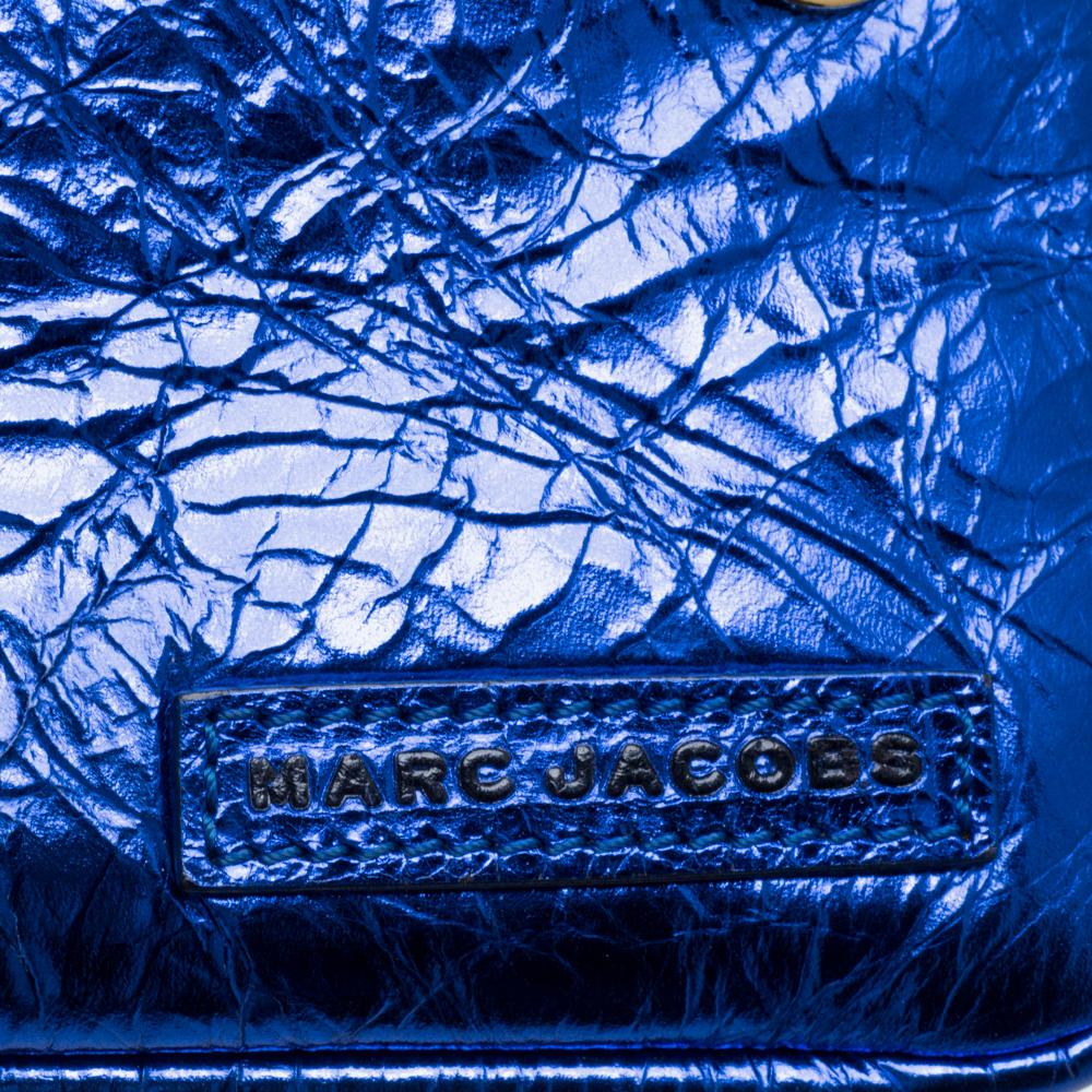 Marc Jacobs Metallic Blue Crinkled Patent Leather Fergie Clutch 2