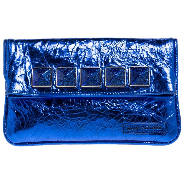 Leather clutch bag Karl Lagerfeld Blue in Leather - 18708442