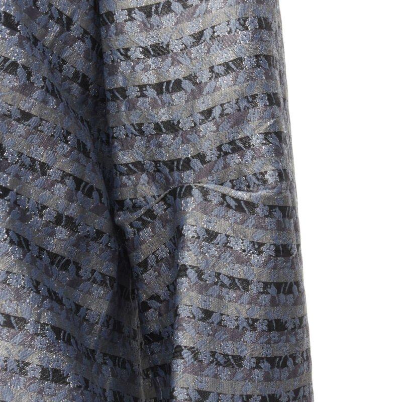 MARC JACOBS metallic blue floral jacquard belted front flared opera coat XS For Sale 5