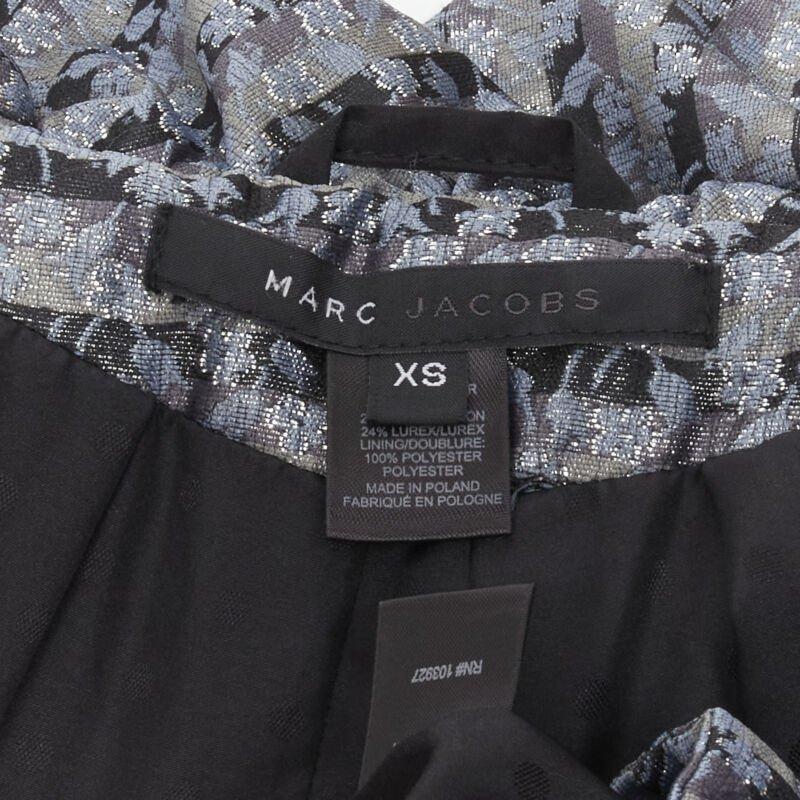 MARC JACOBS metallic blue floral jacquard belted front flared opera coat XS For Sale 6