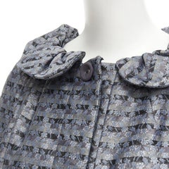 MARC JACOBS metallic blue floral jacquard belted front flared opera coat XS