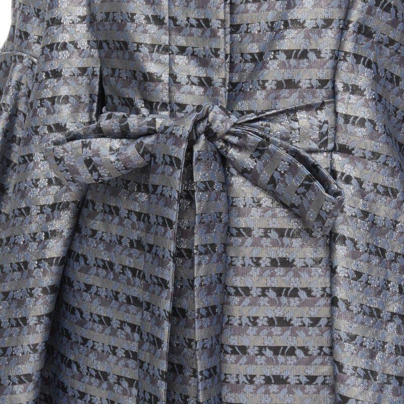 MARC JACOBS metallic blue floral jacquard belted front flared opera coat XS For Sale 2