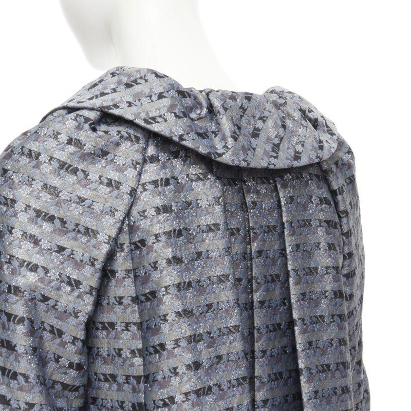 MARC JACOBS metallic blue floral jacquard belted front flared opera coat XS For Sale 3