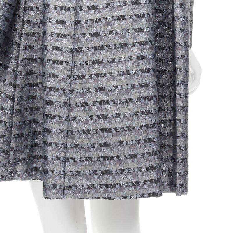 MARC JACOBS metallic blue floral jacquard belted front flared opera coat XS For Sale 4