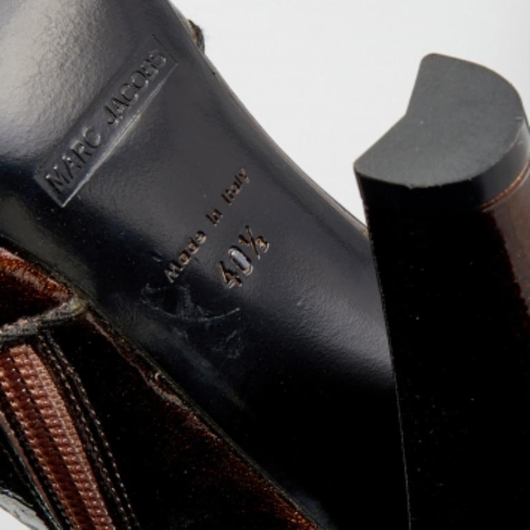 Marc Jacobs Metallic Bronze Patent Leather Ankle Length Boots Size 40.5 For Sale 3