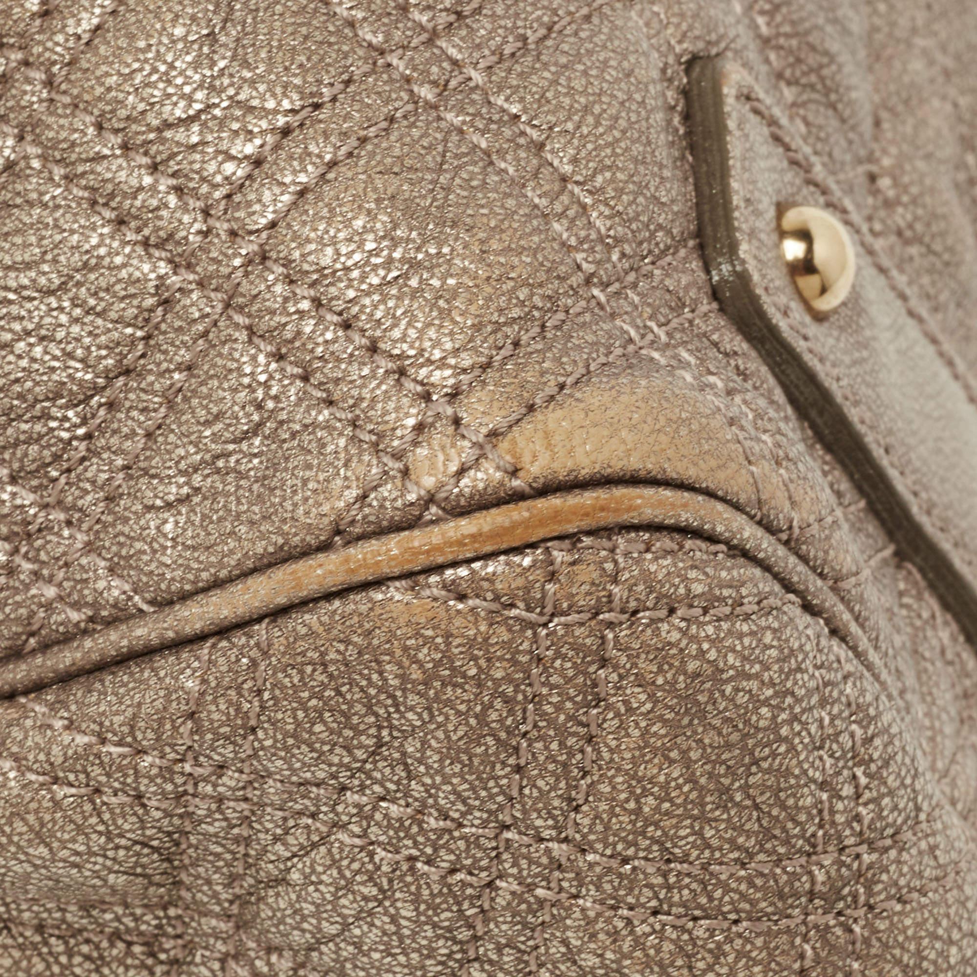 Marc Jacobs Metallic Bronze Quilted Leather Stam Satchel 9