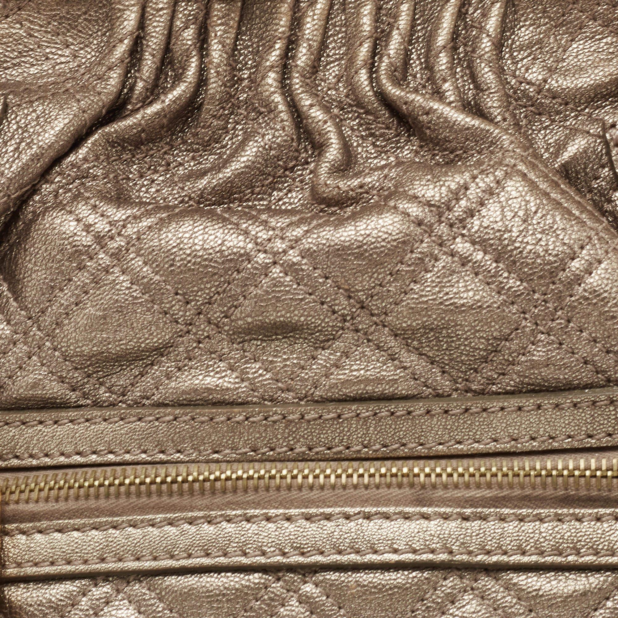 Women's Marc Jacobs Metallic Bronze Quilted Leather Stam Satchel