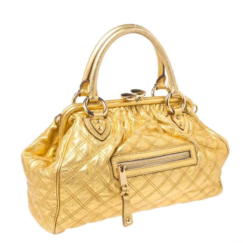 Women's Marc Jacobs Metallic Gold Leather Stam Satchel