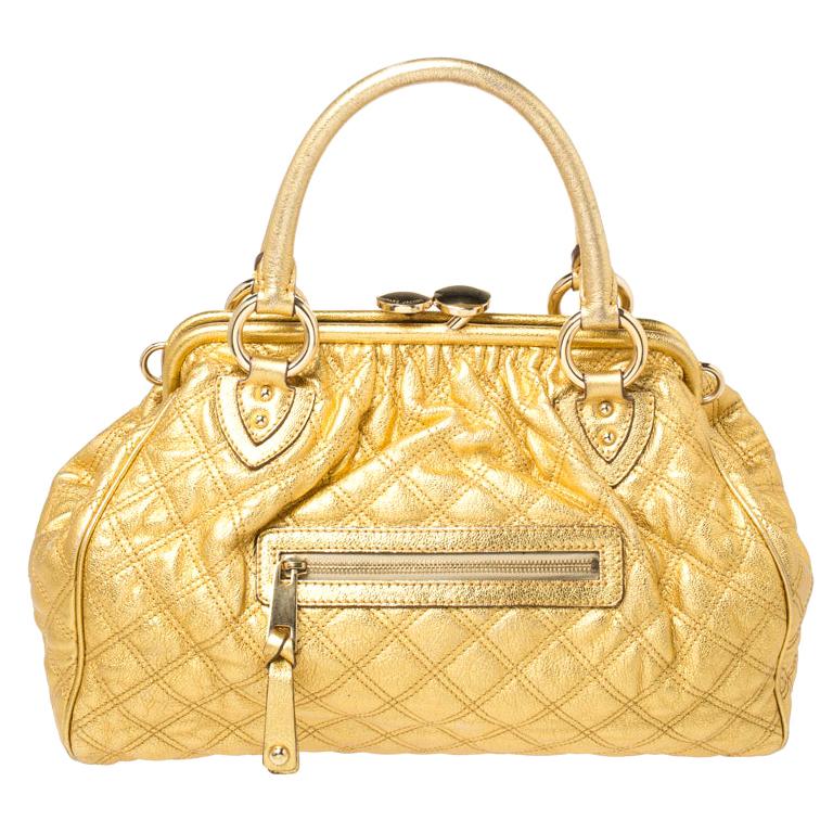 Marc Jacobs Metallic Gold Leder Stam Satchel