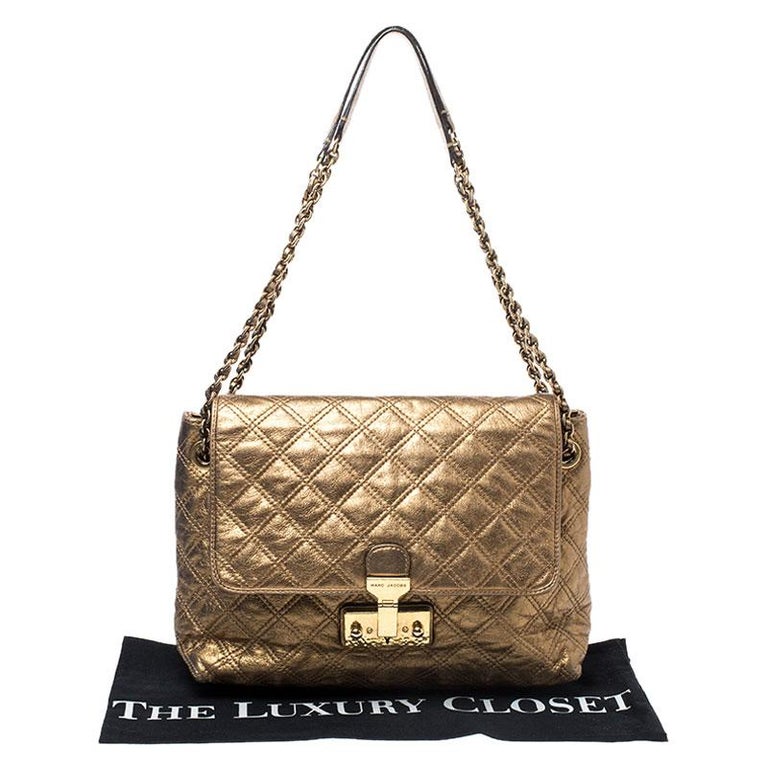 Marc Jacobs Metallic Gold Quilted Leather Flap Shoulder Bag at 1stDibs