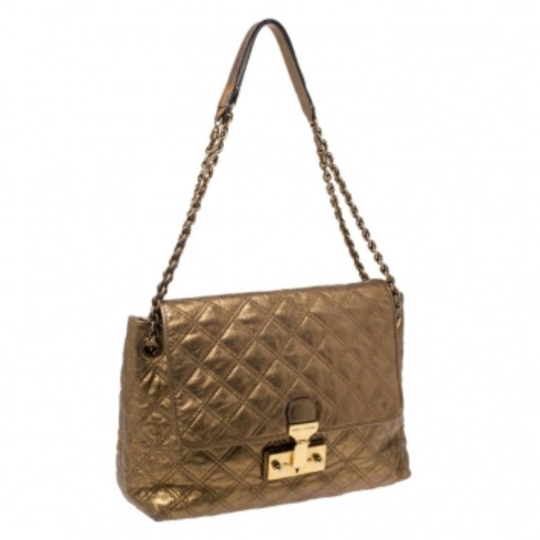 Marc Jacobs Borsa a tracolla in pelle trapuntata oro metallizzato in vendita 1