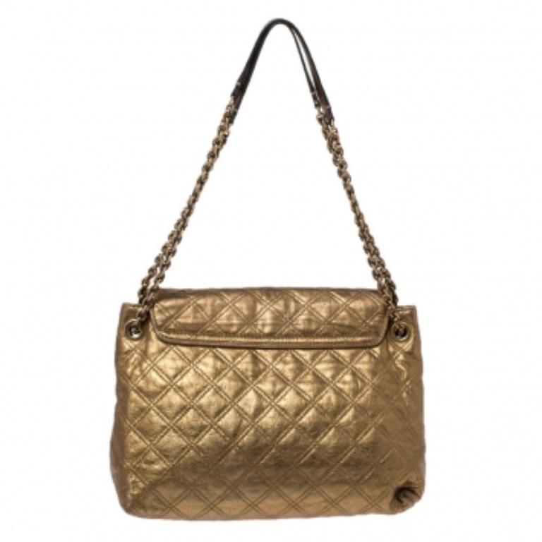 Marc Jacobs Borsa a tracolla in pelle trapuntata oro metallizzato in vendita 2