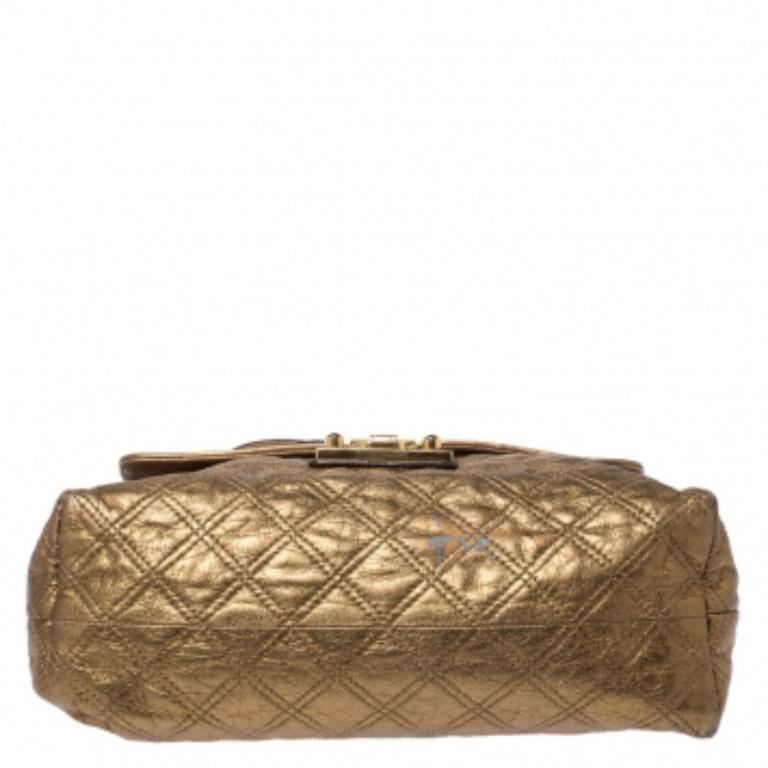 Marc Jacobs Borsa a tracolla in pelle trapuntata oro metallizzato in vendita 3
