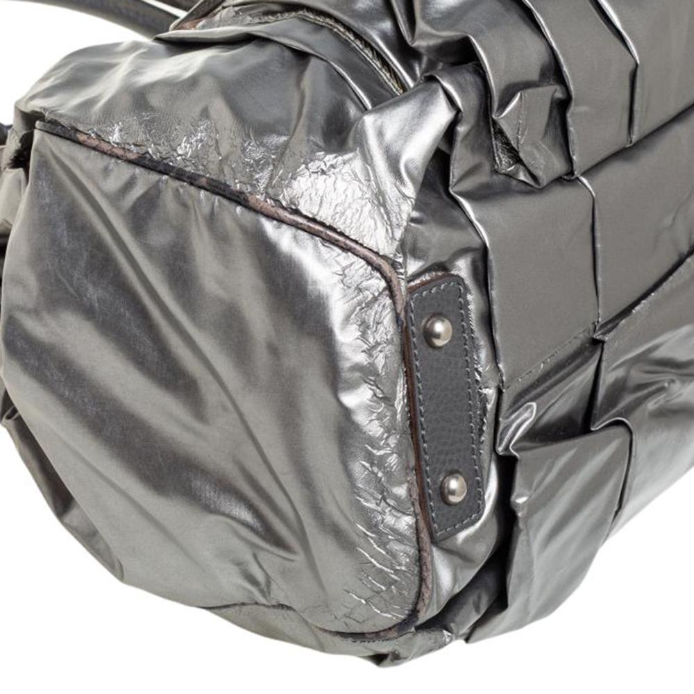 Marc Jacobs Metallic Grey Leather Stam Satchel For Sale 4