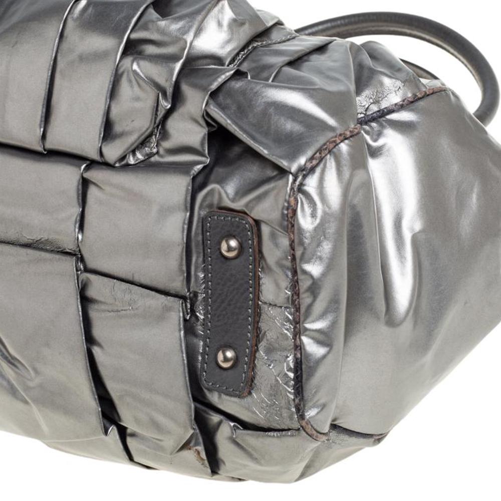 Marc Jacobs Metallic Grey Leather Stam Satchel For Sale 5