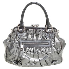 Marc Jacobs Metallic Grey Leather Stam Satchel