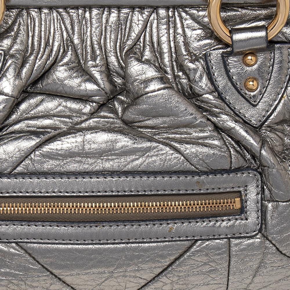 Marc Jacobs Metallic Grey Quilted Leather Stam Satchel 3