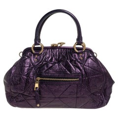 Marc Jacobs Metallic Purple Quilted Leather Stam Satchel