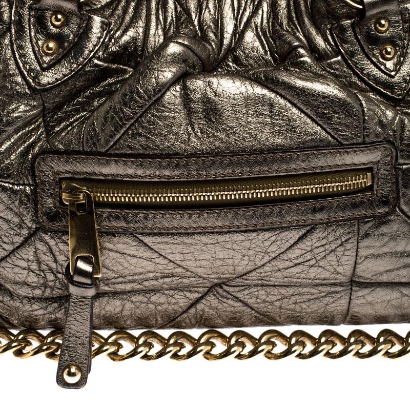 Marc Jacobs Metallic Quilted Leather Stam Shoulder Bag In Good Condition In Dubai, Al Qouz 2