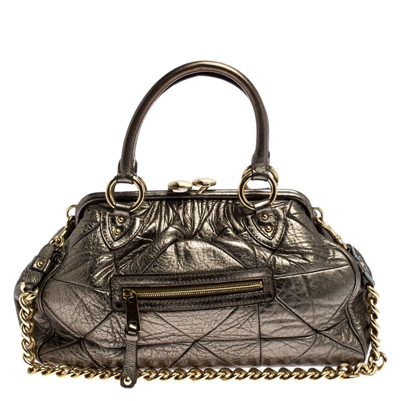 Women's Marc Jacobs Metallic Quilted Leather Stam Shoulder Bag