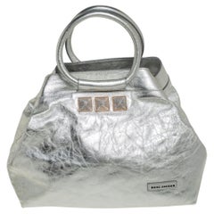Used Marc Jacobs Metallic Silver Leather Ring Handle Tote