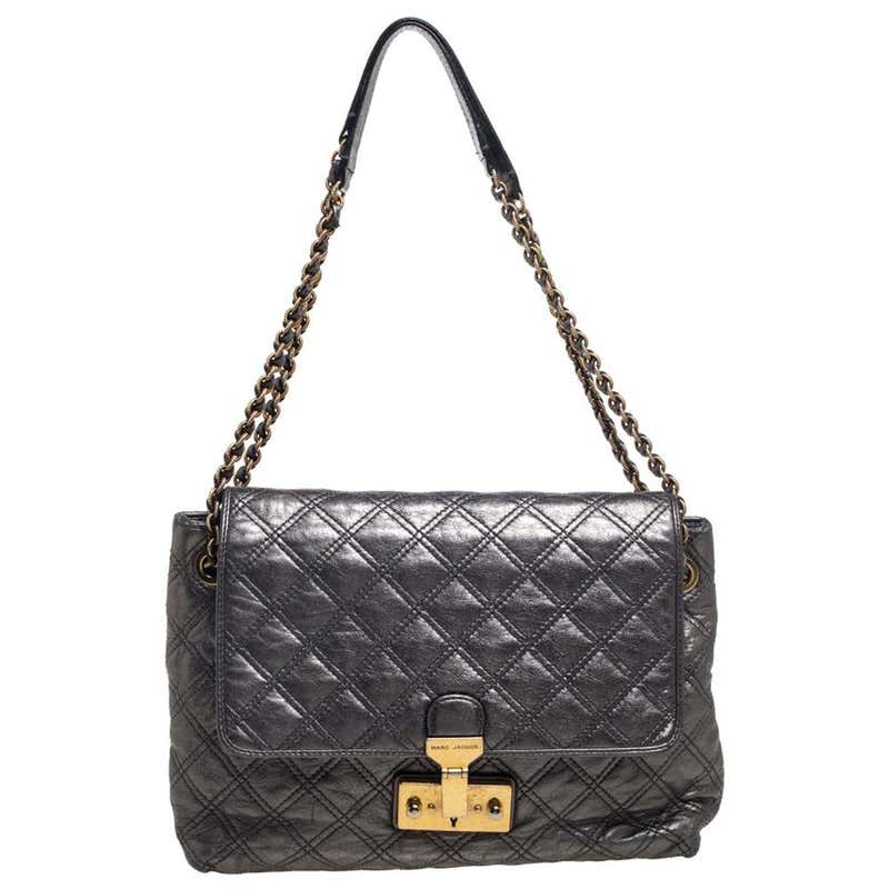 Marc Jacobs Metallic Silver Quilted Leather Large Baroque Single ...