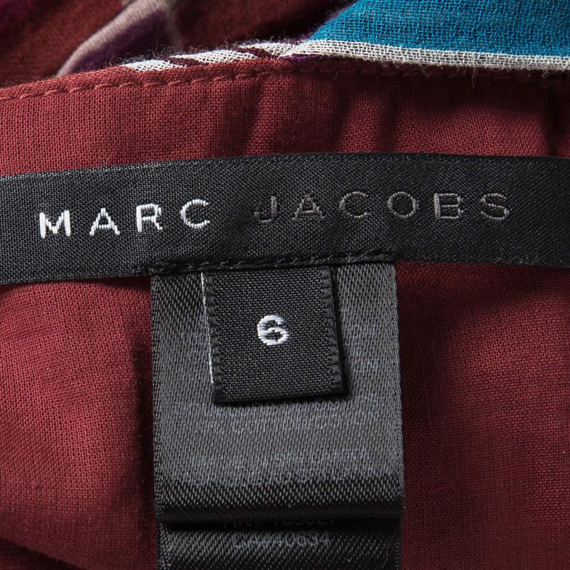 Marc Jacobs Multicolor Geometric Print Sleeveless Tie Detail Cotton Top M For Sale 1