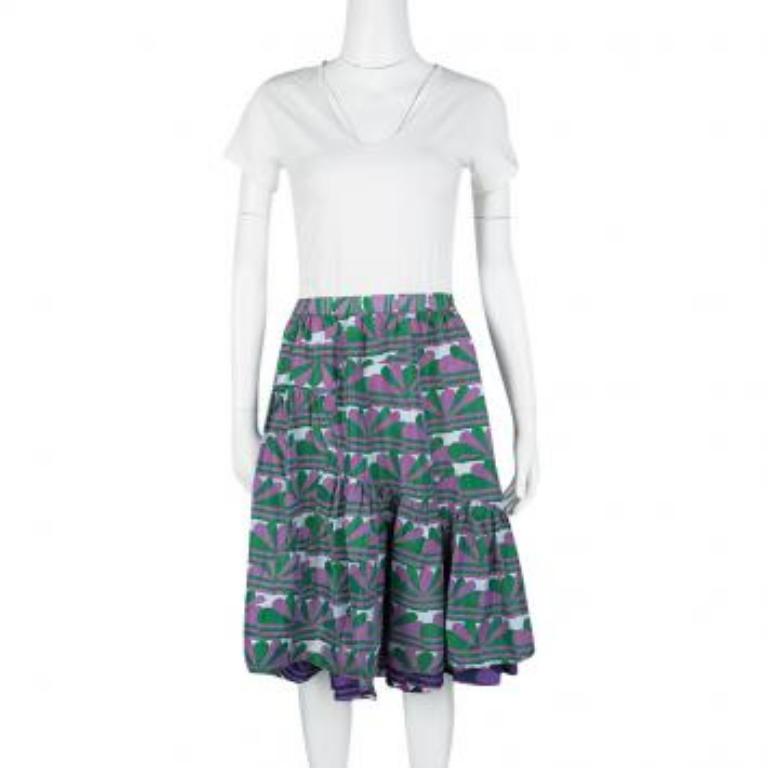 Grigio Marc Jacobs Gonna a strati con fondo increspato stampata multicolore XS in vendita