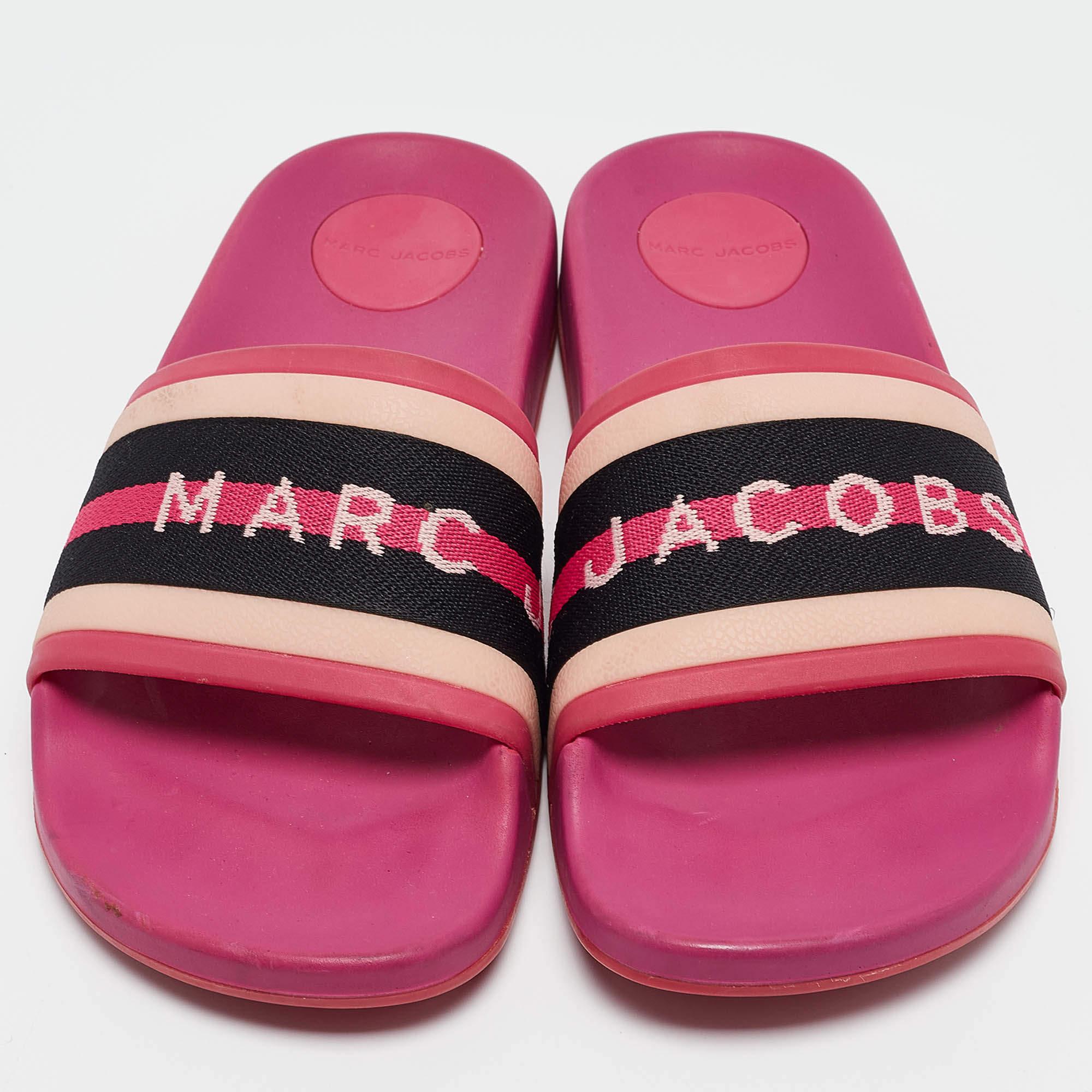 Rose Marc Jacobs - Chausssures plates en caoutchouc multicolore, taille 39 en vente