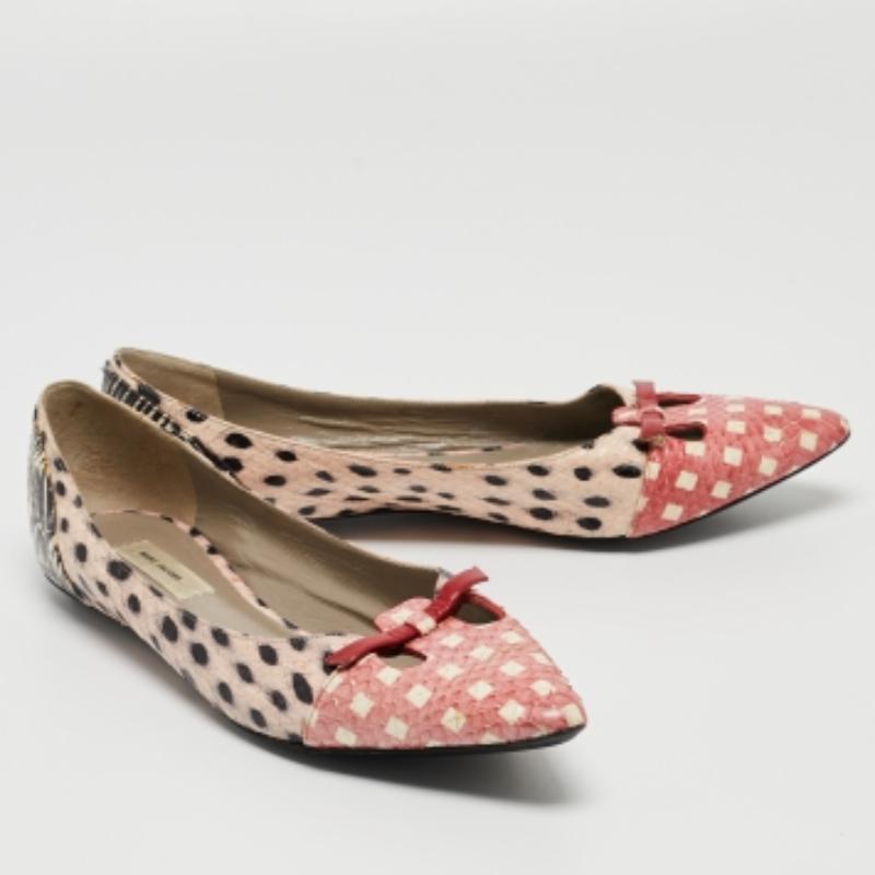 Marc Jacobs Multicolor Schlangenhaut ausgeschnitten Maus Pointed Toe Ballet Flats Größe 36 (Braun) im Angebot