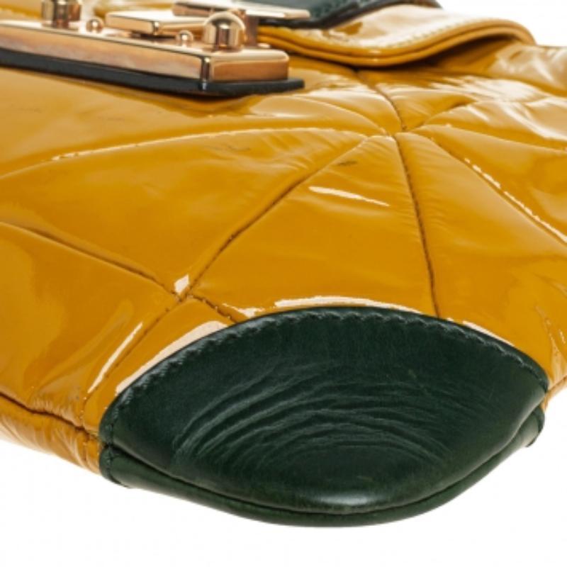 Women's Marc Jacobs Mustard Yellow/Green Patent Leather And Leather Shoulder Bag For Sale