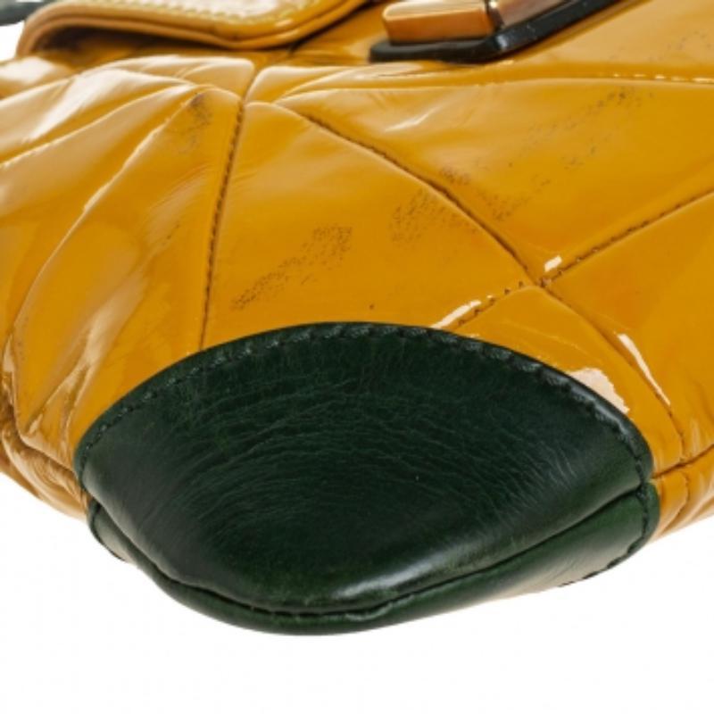 Marc Jacobs Mustard Yellow/Green Patent Leather And Leather Shoulder Bag For Sale 1