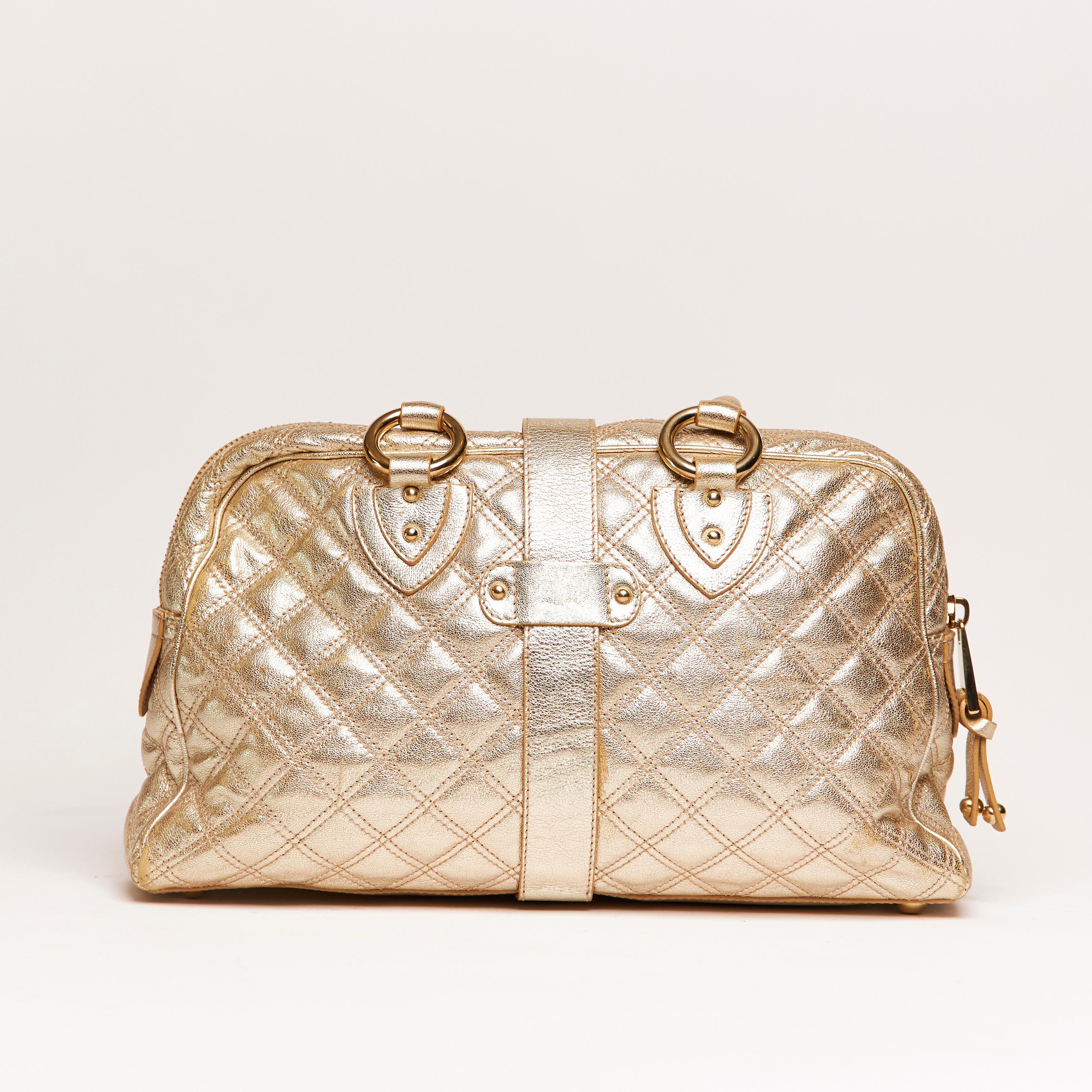 Or MARC JACOBS Nappa Leather matelassé Venetia Satchel Gold en vente