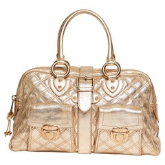 MARC JACOBS Nappa Leather Quilted Venetia Satchel Gold