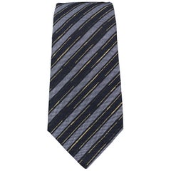MARC JACOBS Navy & Blue Metalic Stripe Silk Blend Tie