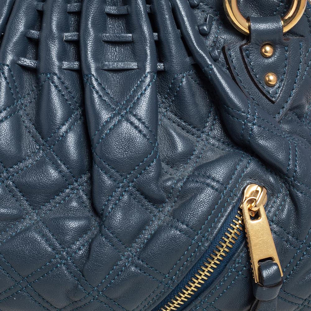 Marc Jacobs Navy Blue Quilted Leather Cecilia Satchel In Good Condition In Dubai, Al Qouz 2