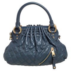 Marc Jacobs Navy Blue Quilted Leather Cecilia Satchel