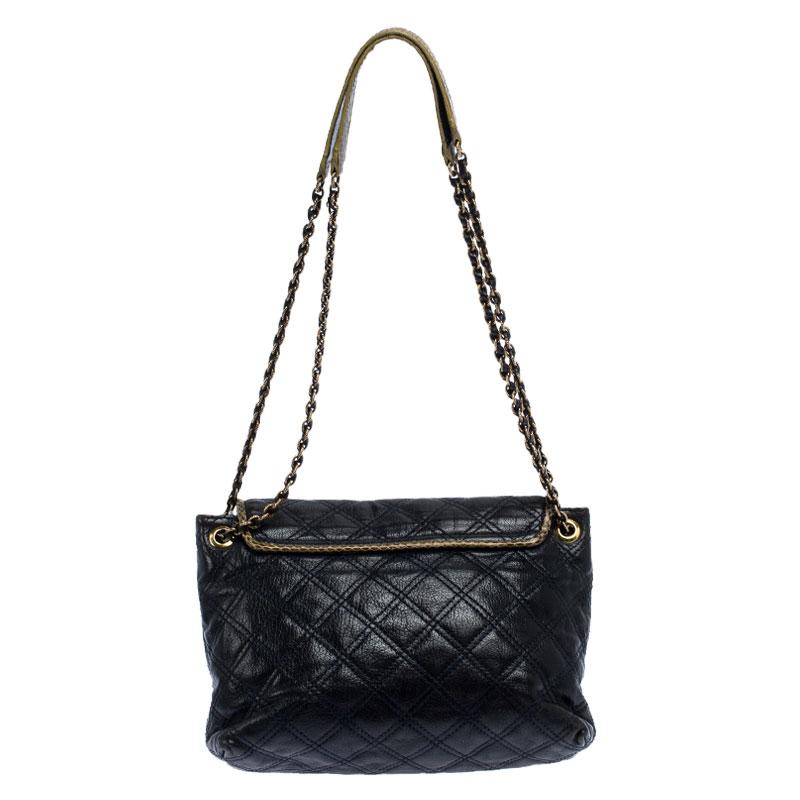 Women's Marc Jacobs Navy Blue Quilted Leather Flap Crossbody Bag