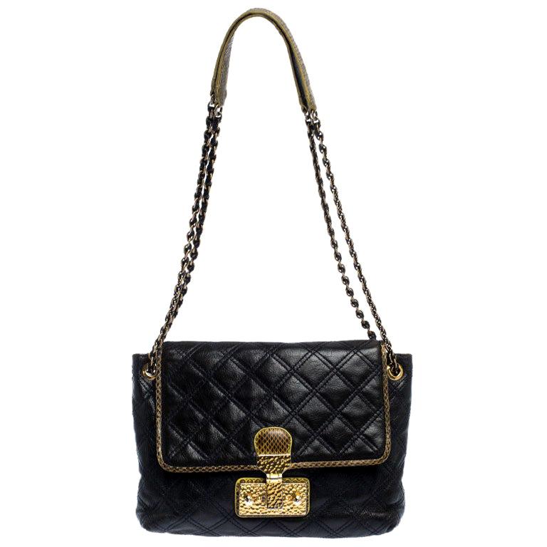 Marc Jacobs Navy Blue Quilted Leather Flap Crossbody Bag For Sale