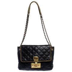 Marc Jacobs Navy Blue Quilted Leather Flap Crossbody Bag