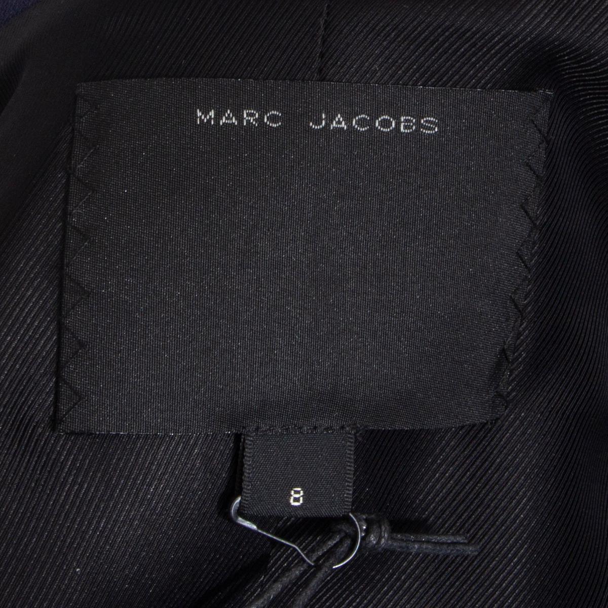MARC JACOBS navy blue wool BEADED FLOWER SHORT PEACOAT Coat Jacket 8 M For Sale 1