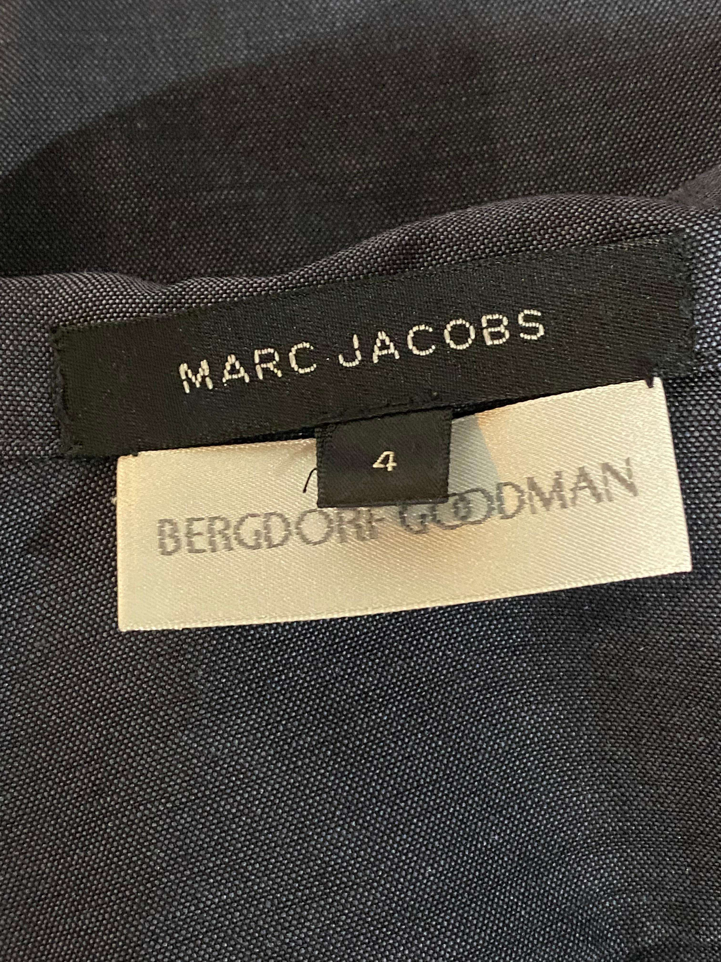 Marc Jacobs Navy Short Sleeves Shirt, Size 4 In Excellent Condition In Beverly Hills, CA