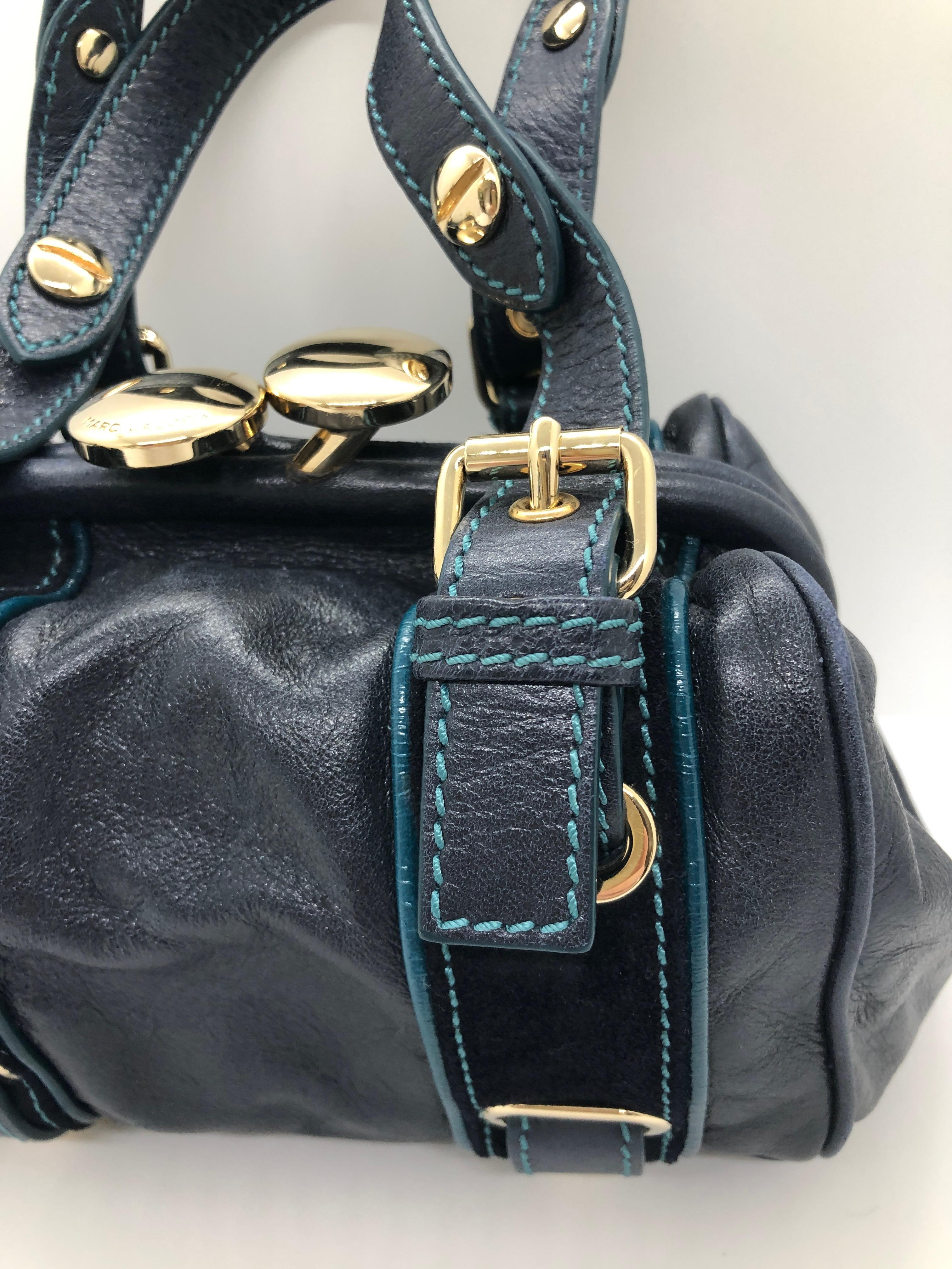 teal leather handbag