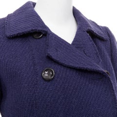 MARC JACOBS navy wool tweed black buttons double breasted short coat  US2 XXS
