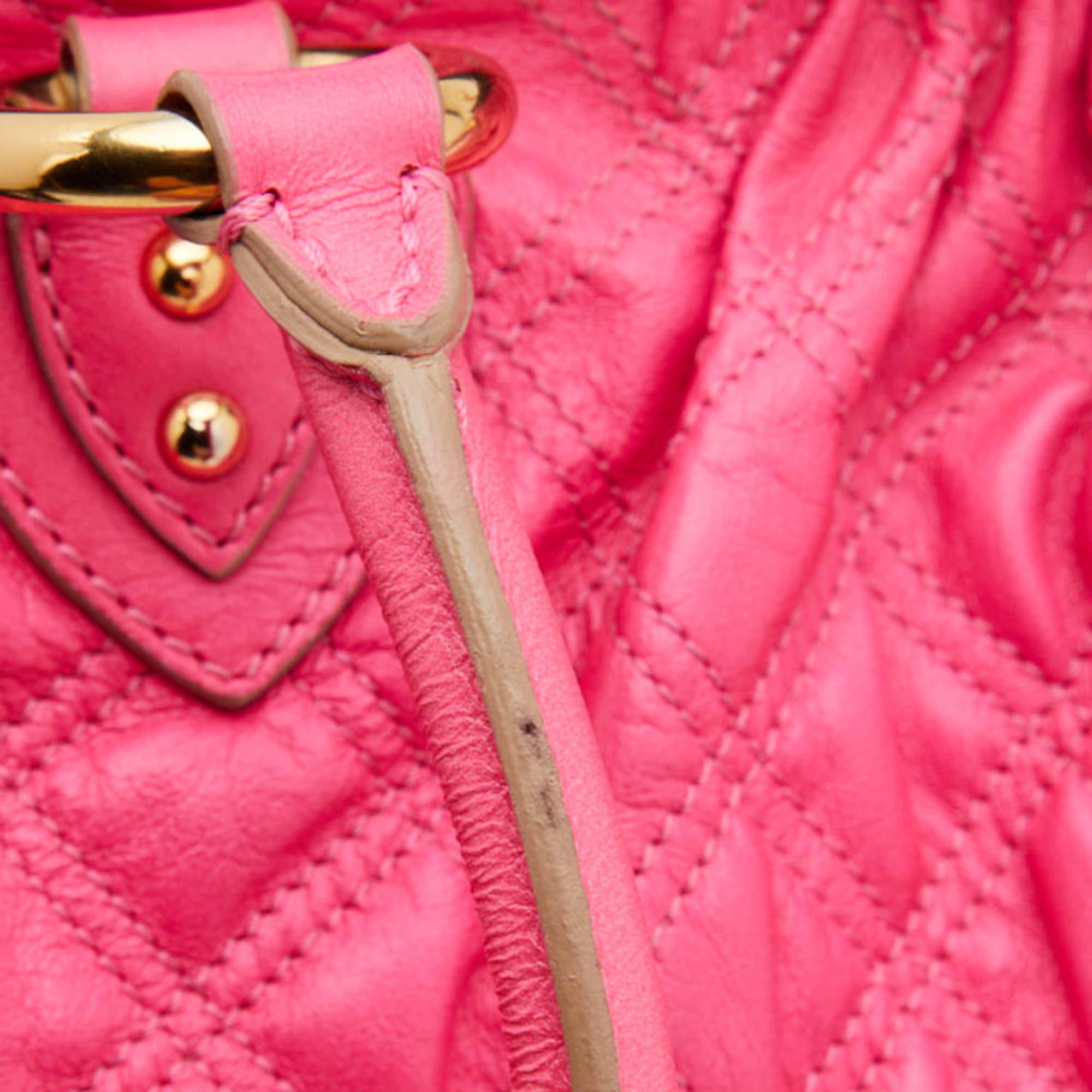 Marc Jacobs Neon Pink Quilted Leather Stam Satchel 6