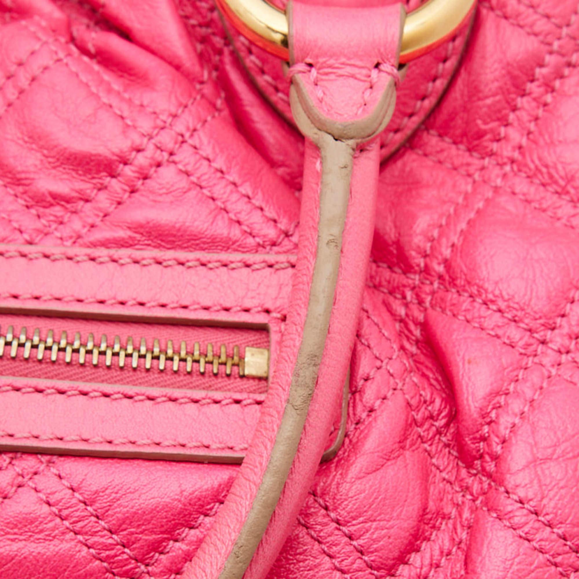 Marc Jacobs Neon Pink Quilted Leather Stam Satchel 7